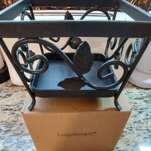 Longaberger Black Metal Leaf Design Stand For Seedling Basket